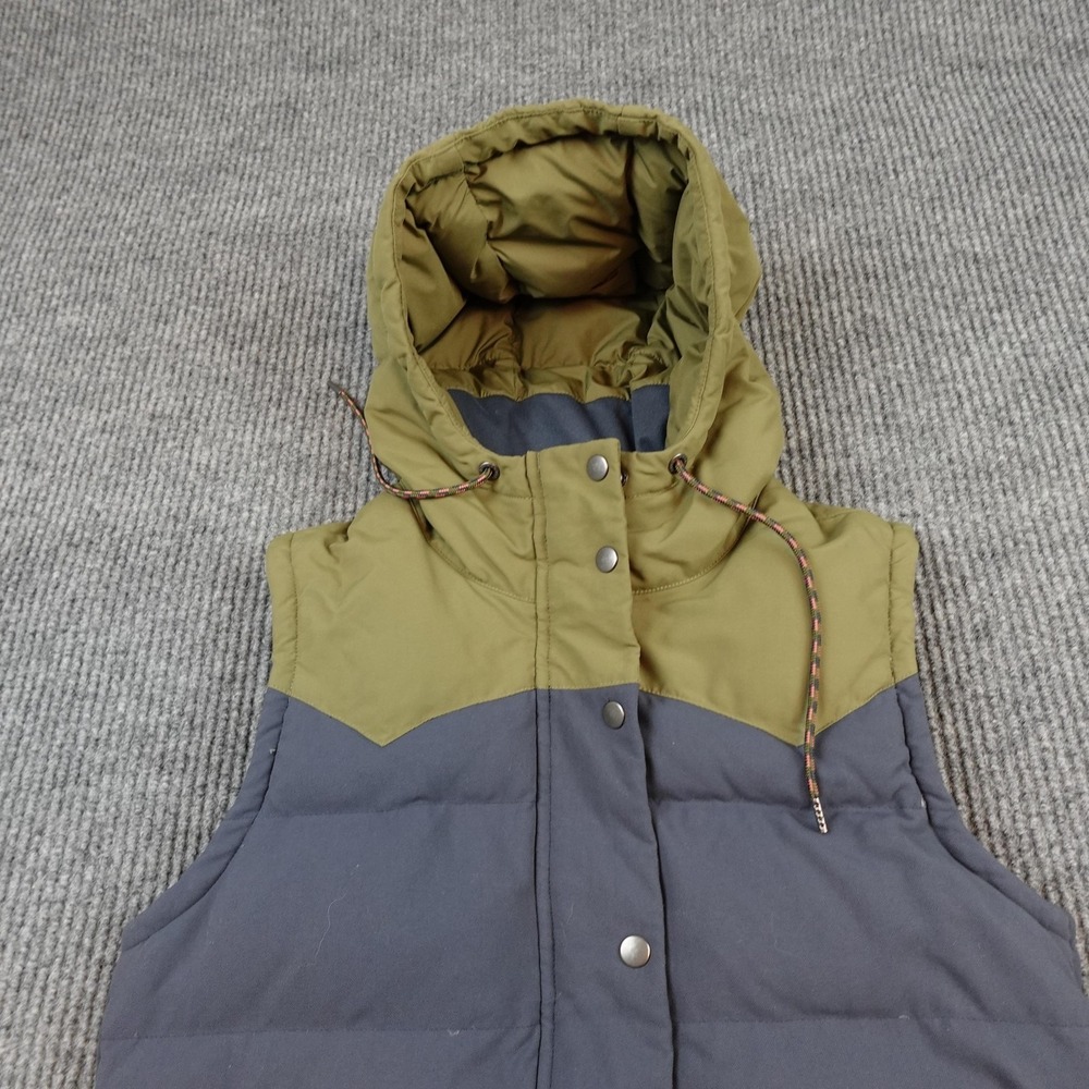 Patagonia Bivy Hooded Puffer Vest Womens Small Gray Quilted Down Snap 27746 - Picture 2 of 10